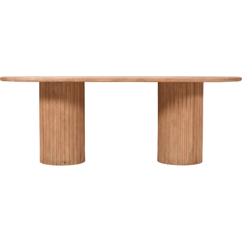 Breck 84" Fluted Double Pedestal Dining Table in Brown Mango Wood